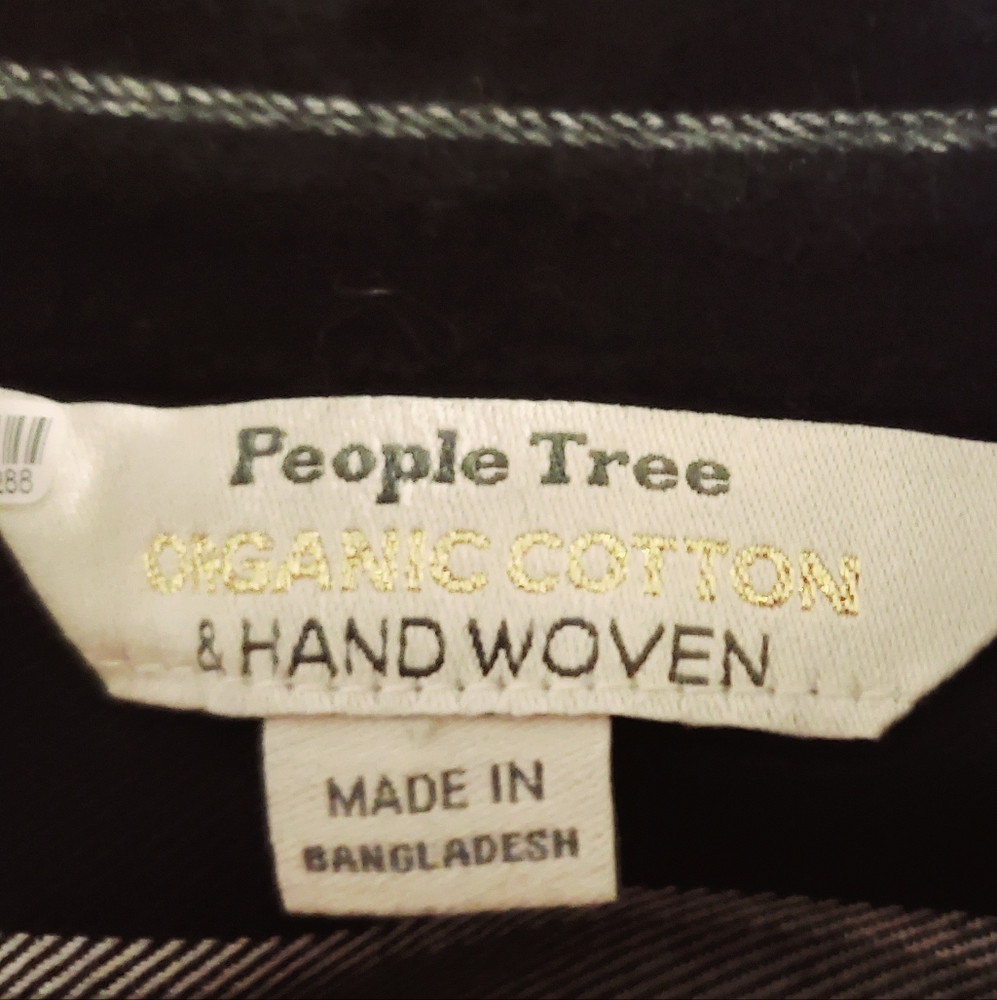Black & White Stripe Autumn Tie-Waist Shirt Dress - Women by People  Tree NWOT - Picture 4 of 6